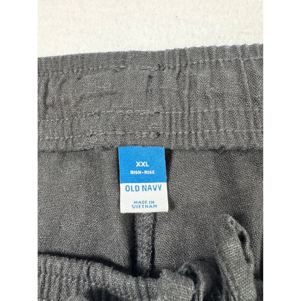 Coastal Old Navy‎ Womens XXL Shorts Black Linen Blend High Rise Elastic Waist